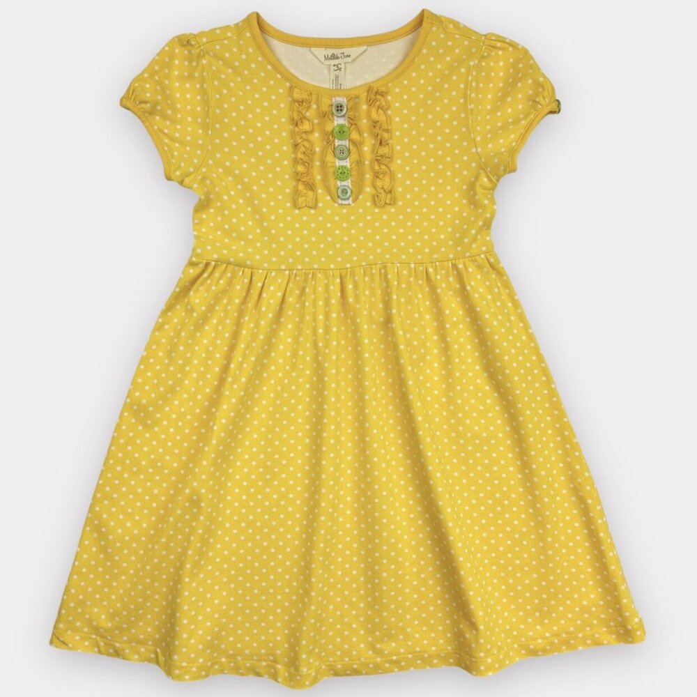 Sz 6 Matilda Jane Yellow Polka Dot Sun Flare Dress EUC